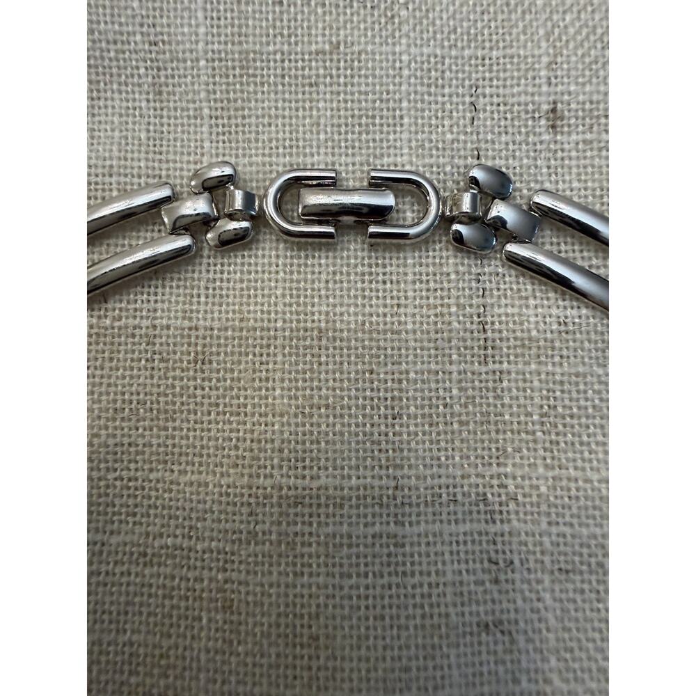 Vintage Monet Silver Tone Geometric Link Chain Necklace 16.5” Signed Classy - Picture 3 of 10
